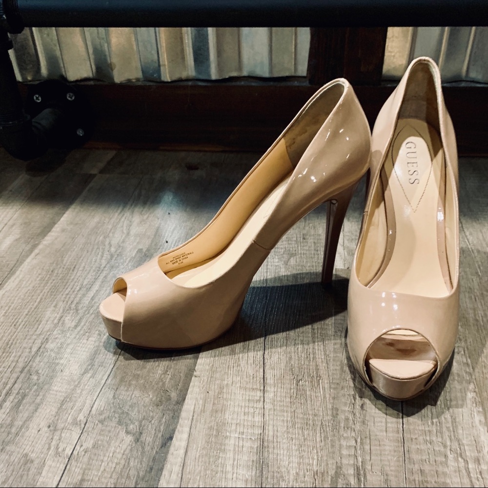Guess Nude Peep Toe Pumps